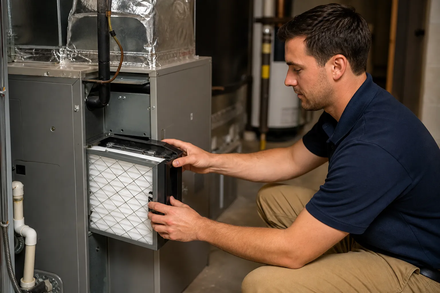 Whole-home air cleaner installation